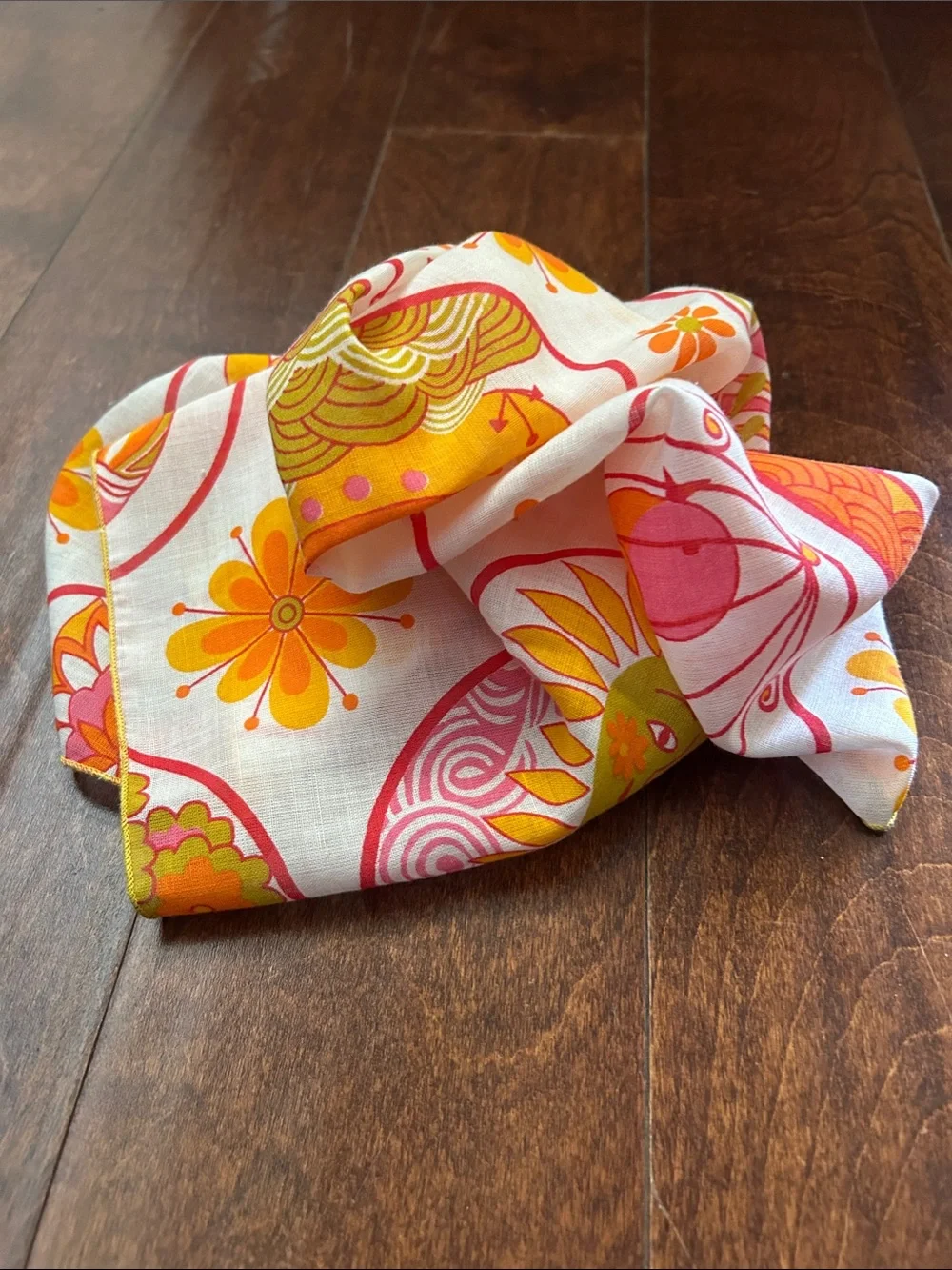 Vintage 60s Style Square Scarf with the Most Adorable Collection of Images